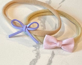 Tiny Preemie Bows, Tiny Bows, micro preemie strik, preemie hoofdbanden, preemie babymeisje hoofdband, kraamcadeau, roze strik, suède strik