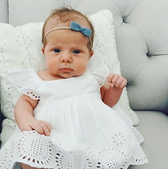 Soft Denim Bow Headband blue nylon baby newborn toddler Etsy