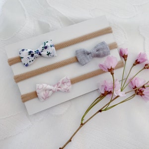 Preemie Hair Bows, Gift Newborn, Tiny Bows, skinny nylon band, preemie headbands, preemie bows, preemie baby girl. baby shower gift