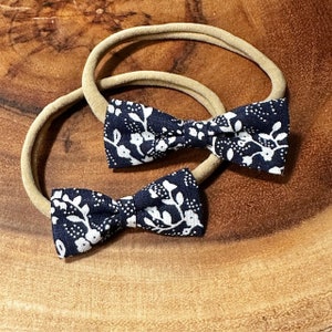 Navy Bow Headband, New Baby Gift, Floral Hair Clip, baby girl headband, infant headband, newborn headband, hair bow, baby shower gift