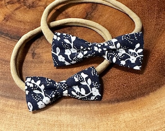 Navy Bow Headband, New Baby Gift, Floral Hair Clip, baby girl headband, infant headband, newborn headband, hair bow, baby shower gift