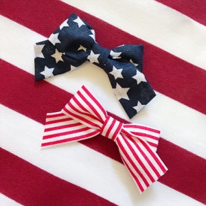 Mini School Girl Stars and Stripes, Patriotic Pigtail Set, toddler girl, 4th of July, red bow, striped bow, patriotic bows