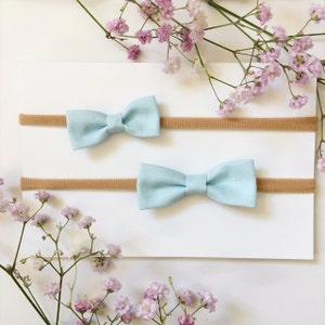 Light Blue Bow Headband, Spring Hair Clip, baby girl headband, preemie baby headband, newborn headband, hair bow
