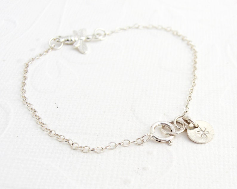 Bee bracelet very delicate bracelet, 925 silver, personalized image 2