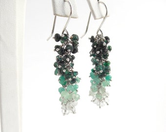 Emerald Earrings Gradient ombre 925 Silver