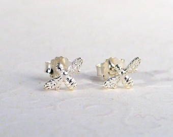 Bee Earrings 925 Sterling Silver, Small Insects Ear studs, tiny bee ear studs