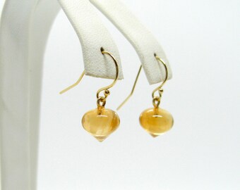 Yellow Citrine Earrings Echgold 585 Yellow Gold or 750 Yellow Gold Onions up side down