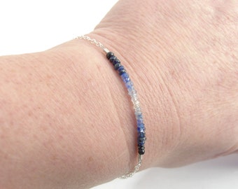 Sapphire Bracelet ombre Gradient 925 Silver Minimalist