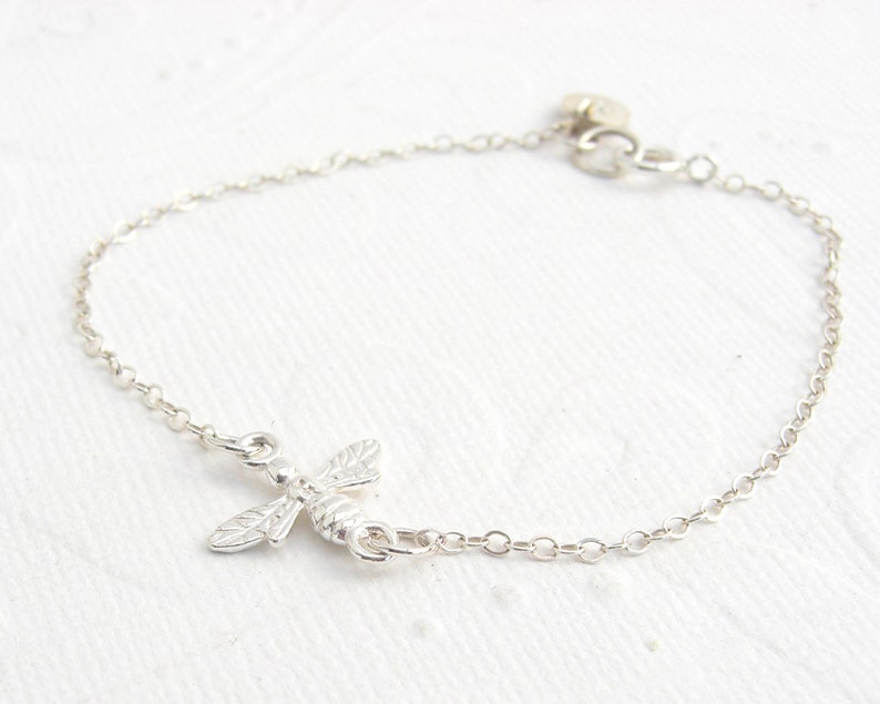 Bee bracelet very delicate bracelet, 925 silver, personalized image 4