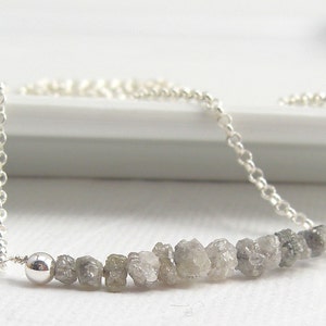 Delicate rough diamond necklace with 925 sterling silver