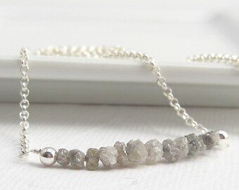 Delicate rough diamond necklace with 925 sterling silver