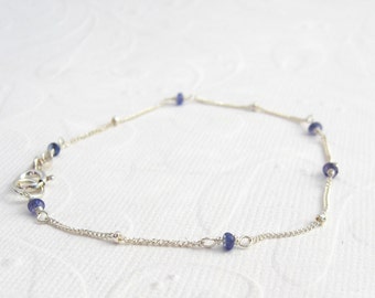 delicate bracelet Tanzanite 925 silver, bracelet, blue gemstones, sterling silver, satellite chain