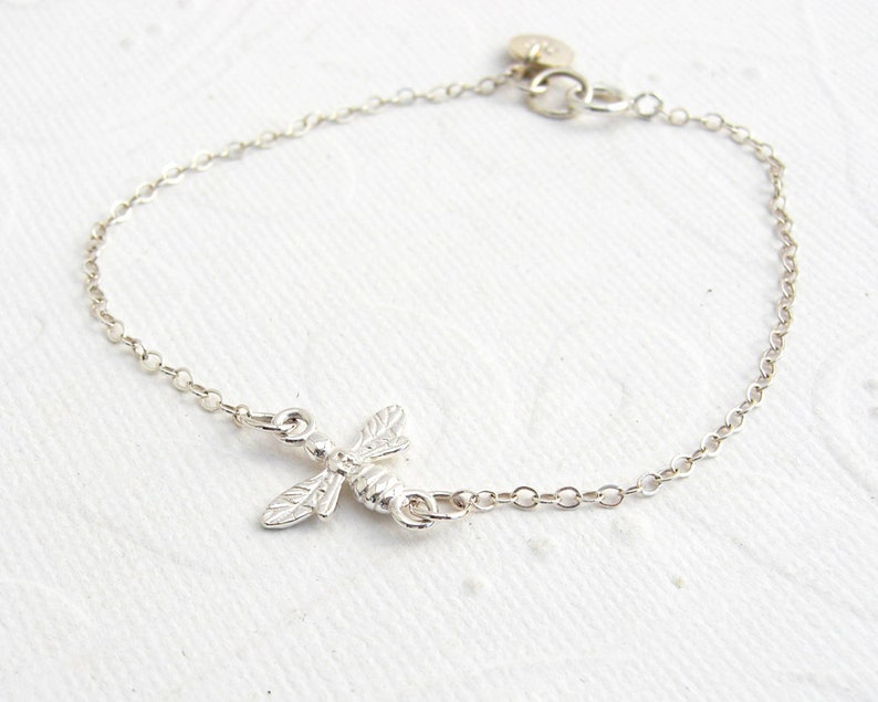 Bee bracelet very delicate bracelet, 925 silver, personalized image 3