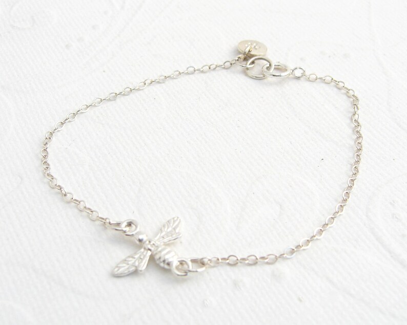 Bee bracelet very delicate bracelet, 925 silver, personalized image 5