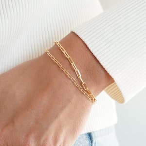 Paperclip Chain Bracelet Set, Everyday Layering Bracelets, Dainty Simple Bracelet, 18k Gold Filled Bracelet Bridesmaid Bracelet Gift for Her