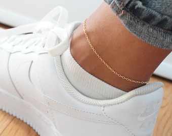 Tiny Rolo Gold Fill Chain Anklet, Dainty Jewelry, Gold Jewelry, Thin Chain, Gold Chain Simple Chain Anklet Bracelet Delicate Stacking Anklet