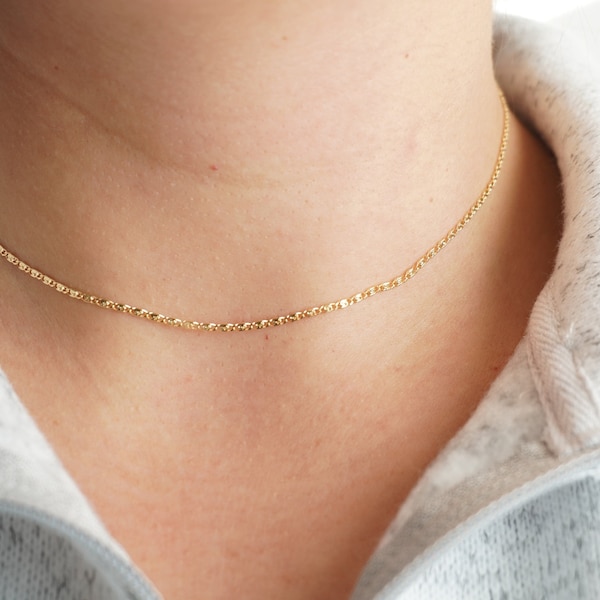 Dainty Gold Choker Necklace, Gold Chain Choker, Delicate Gold Choker Chain, Minimalist Jewelry, Layering Necklace, Gift for Her, Tiny Choker