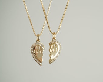 18k Gold Filled Friendship Necklace, Heart Necklace, Best Friend Gifts, BFF Gifts for Her Best Friend Jewelry Heart Couples Necklace Jewelry