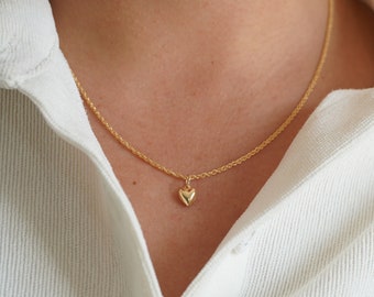 Wonlte Dainty Heart Necklace - 14k Gold Plated Stainless Steel Tiny Open Heart Pendant Choker For Women - View #8