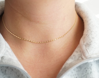 Dainty Gold Choker Necklace, Gold Chain Choker, Delicate Gold Choker Chain, Minimalist Jewelry, Layering Necklace, Gift for Her, Tiny Choker