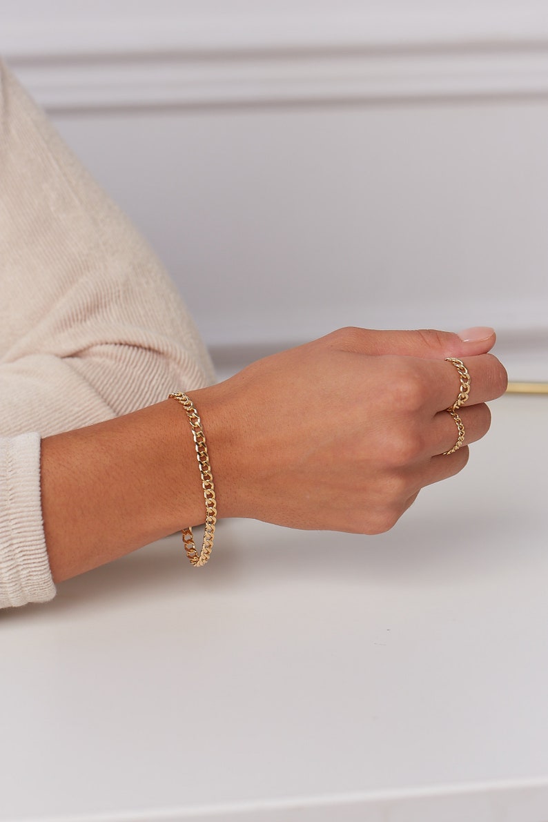 Thick Gold Curb Link Bracelet 18k Gold Bracelet Simple Gold Etsy Canada