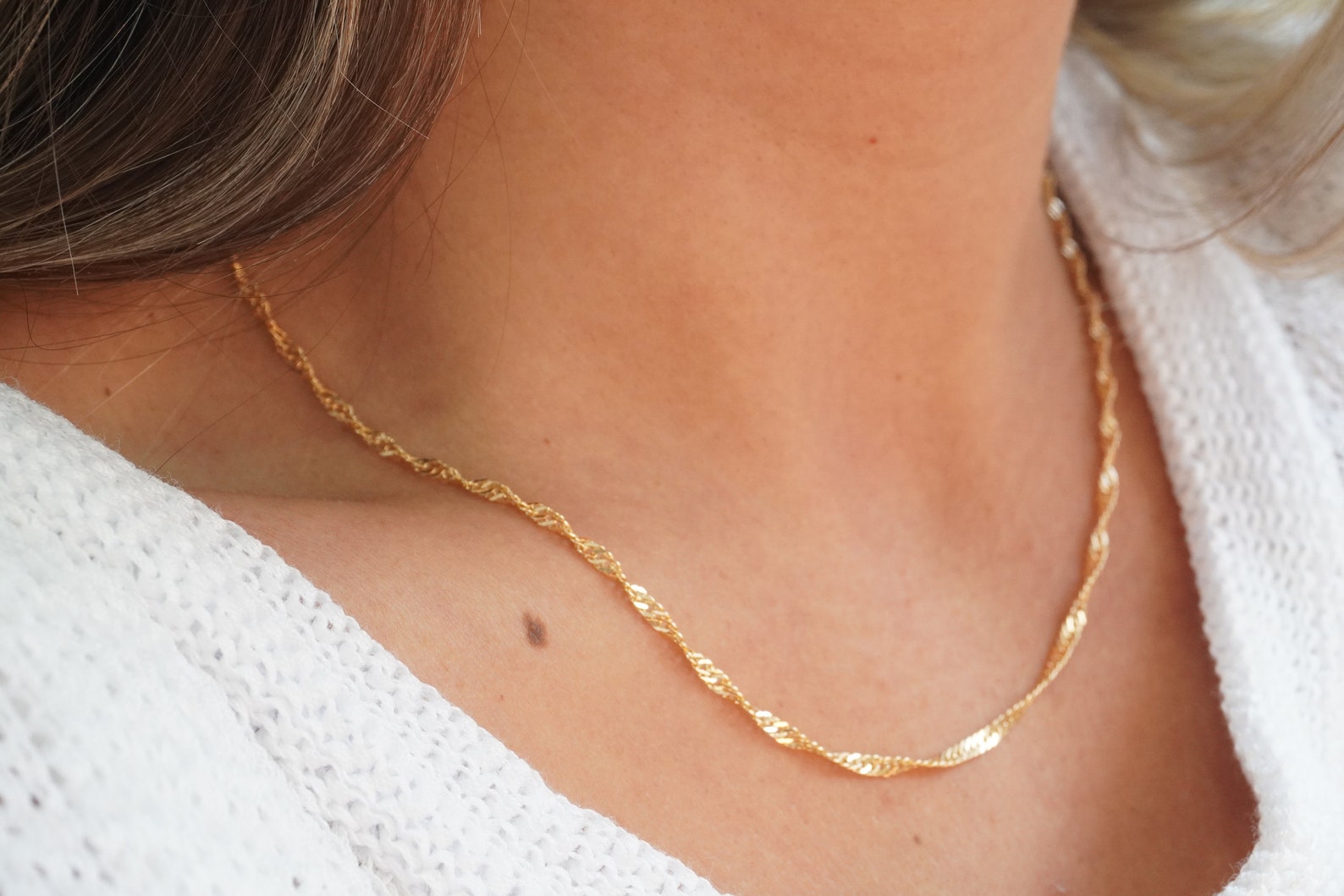 18k Gold Filled Twisted Singapore Chain Necklace Gold Etsy Hong Kong