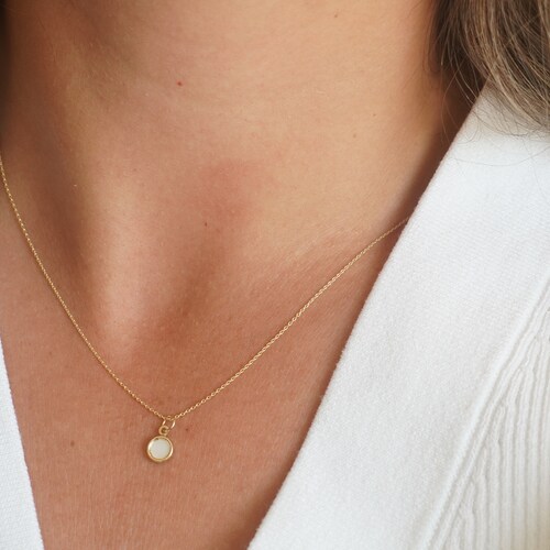 14k Solid Gold Coin Pearl Necklace, Minimalist Design, Gift for Her, Pearl Necklace, Simple Design Freshwater shops Tiny Pearl Coin Charm Necklace