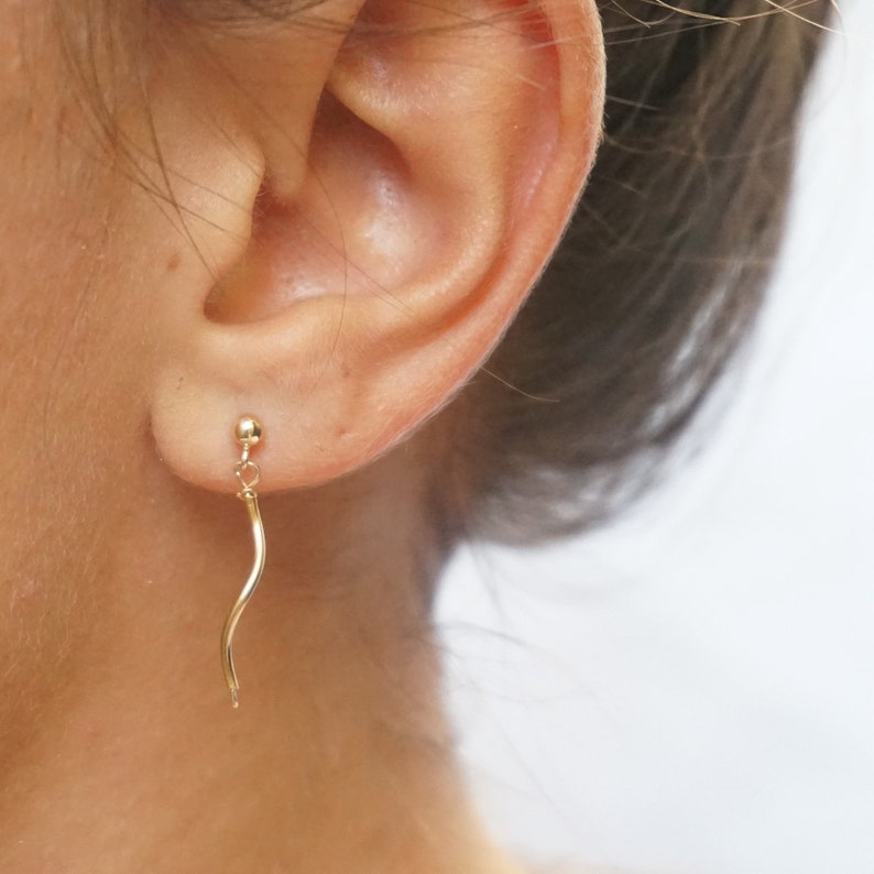 Gold Earrings Dangle Dainty Gold Filled Earrings Spiral Earrings