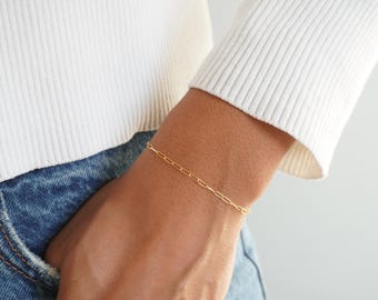 Layering Sterling Silver Minimal Stacking Chain Bracelet, Delicate Bracelet, Simple Chain Bracelet, Thin Chain Bracelet, Dainty Bracelet
