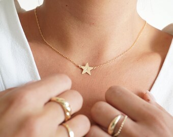 Delicate Star Initial Necklace, Dainty Initial Necklace, Personalized Tiny Star Necklace, Personalized Jewelry, Gifts for Her, Name Necklace