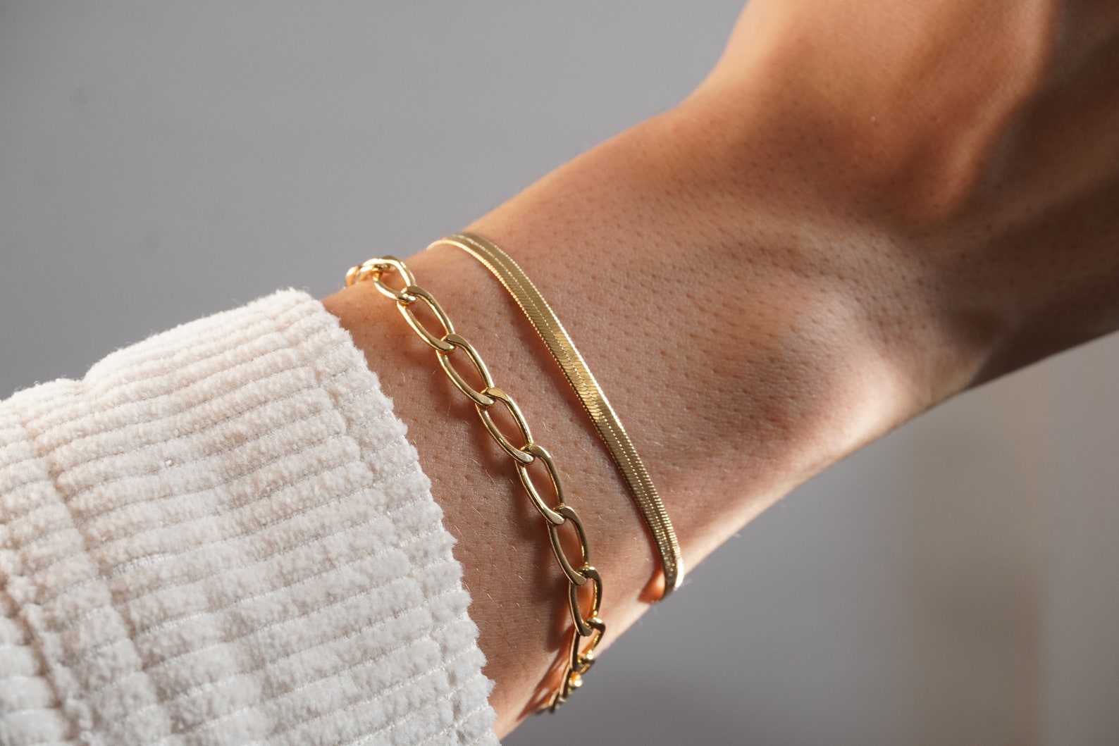 Gold Herringbone Stacking Bracelet 18k Gold Filled Bracelet Etsy