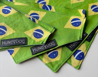 Bandana voor huisdieren met Braziliaanse vlag – Hexa Championship-omkeerbare en omkeerbare hondenbandana voor wedstrijddag