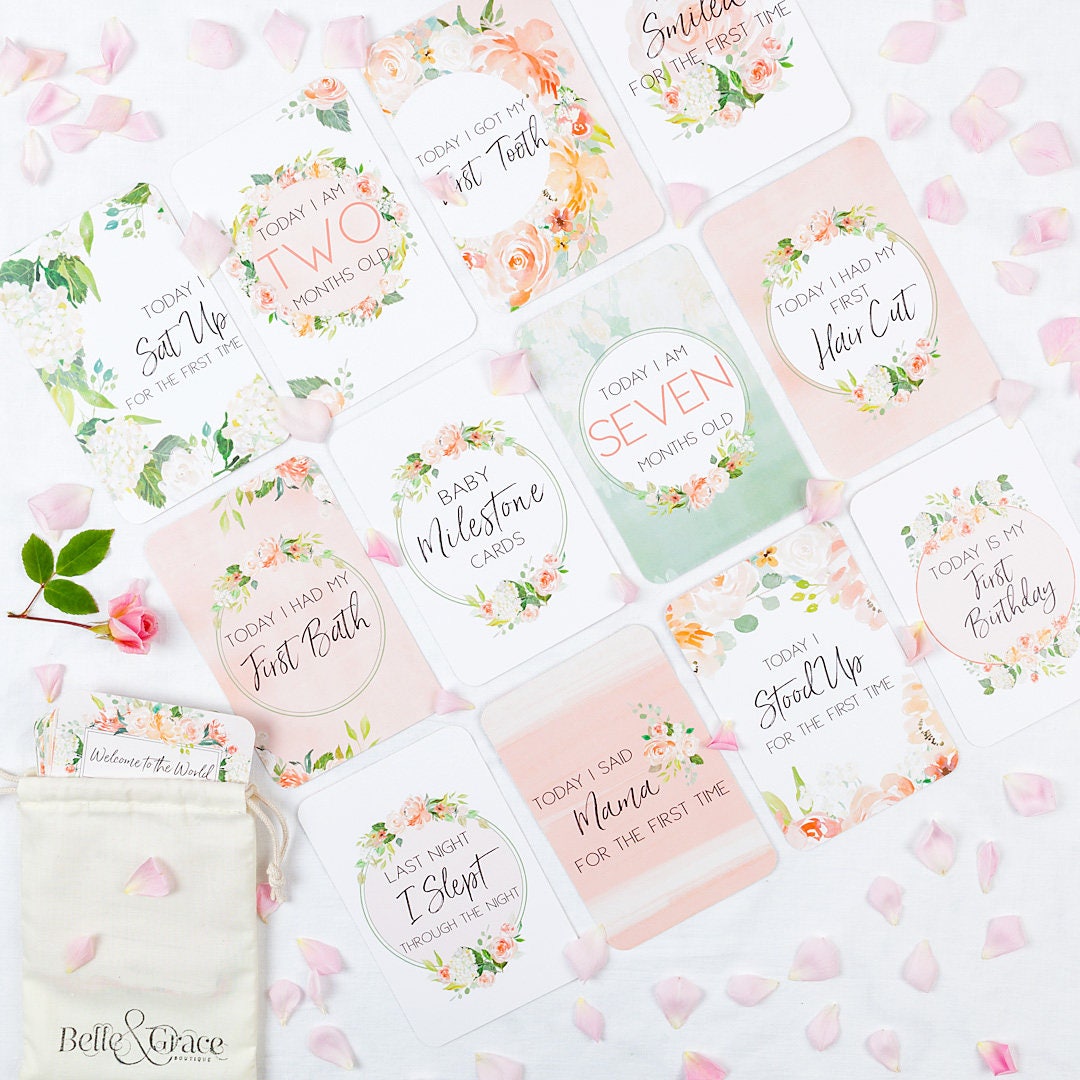 Floral Baby Milestone Cards - Etsy Australia
