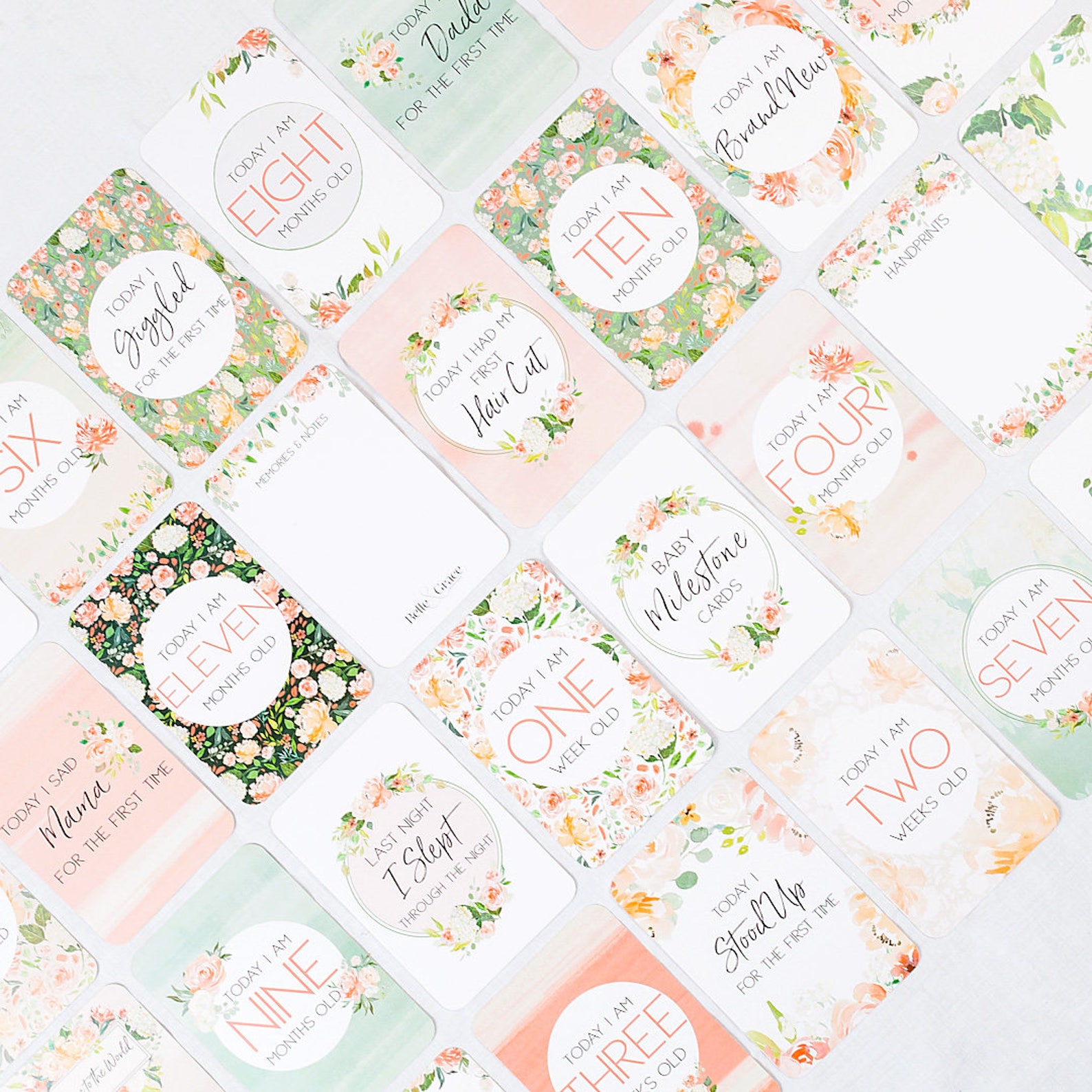 Floral Baby Milestone Cards - Etsy