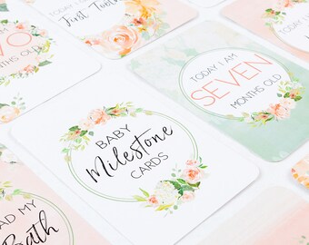 Tarjetas Florales para Bebés Milestone