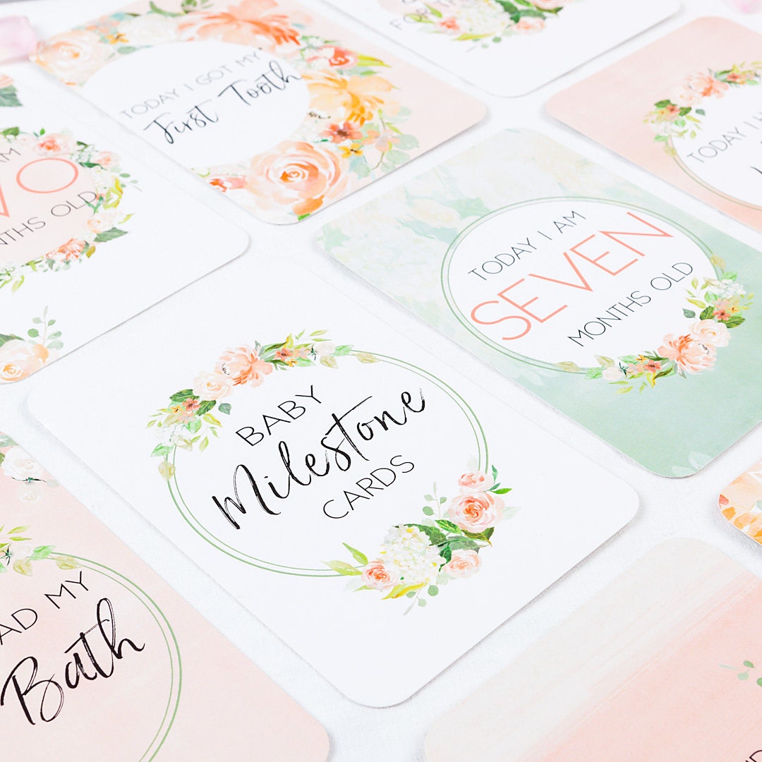 Floral Baby Milestone Cards - Etsy Australia