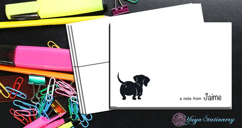 Dachshund Note cards / Custom Weiner Stationery / dog Stationery Set / dog Thank You Cards / Set of 12 Notes image 1