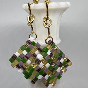 Miyuki cube earrings