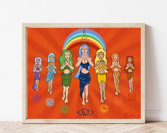 Instant Download Rainbow Warriors Art Rainbow Wall Art Chakra System Wall Art Sisterhood Art Print Prophecy Art Free Spirit Art Sacred Art