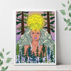 Goddess Art Print Goddess Wall Art Moon Wall Art Gaia Wall Art Gaia Art Print Mother Gaia Art Spiritual Art Luminous Wall Art Moonlight Art
