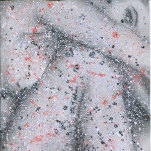 Chica agachada salpicada pintura abstracta arte lápiz retrato dibujo impresión cartel decoración de la pared