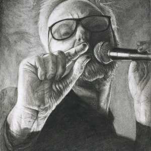 Matt Berninger de THE NATIONAL charcoal portrait lápiz dibujando en blanco y negro fan bellas artes cartel impresión decoración de la pared