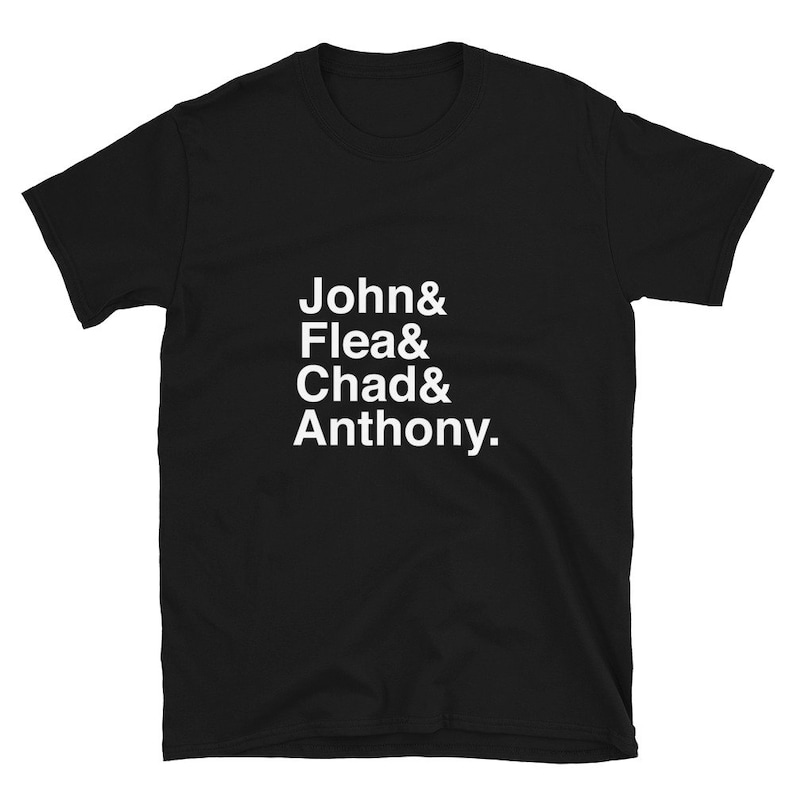 RHCP John Flea Chad & Anthony white font version Short-Sleeve Unisex T-Shirt image 1