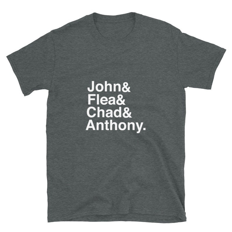 RHCP John Flea Chad & Anthony white font version Short-Sleeve Unisex T-Shirt image 3