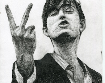Jarvis Cocker Pulp Fan Art Print: Pen Drawing Portrait