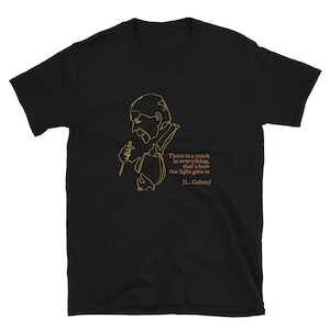 LEONARD COHEN &quot;There is a crack in everything&quot; Line Drawing Short-Sleeve Unisex T-Shirt