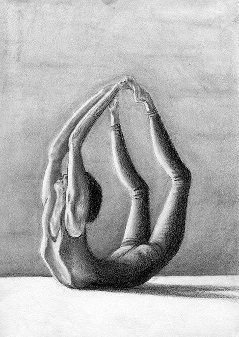 yoga pose graphite pencil portrait sketch drawing print 