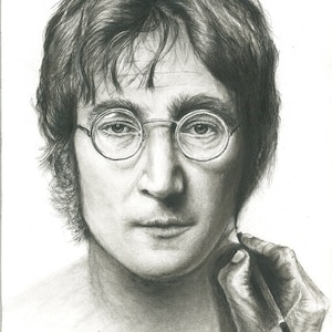John Lennon Give ART eine Chance Holzkohle Bleistift Zeichnung beatles Fan Kunst Plakatwanddekor