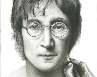 John Lennon Charcoal Portrait Print: Beatles Fan Art