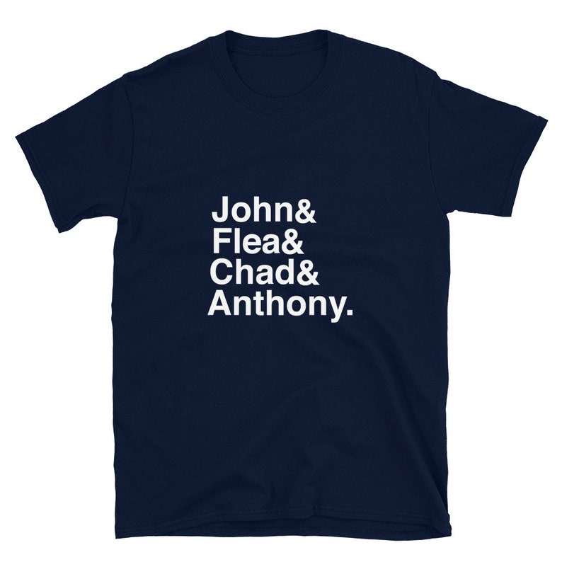 RHCP John Flea Chad & Anthony white font version Short-Sleeve Unisex T-Shirt image 2